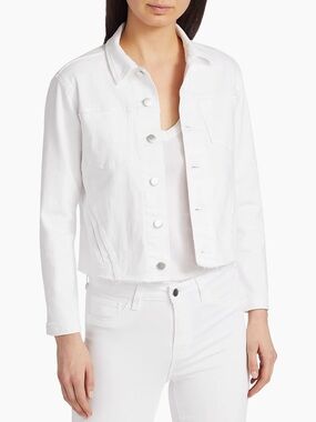 L'AGENCE Janelle Slim-Fit Denim Jacket - Blanc (White)